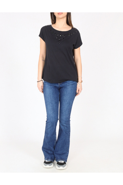 Evendi T-Shirt - Μαύρο - Χαλαρή εφαρμογή