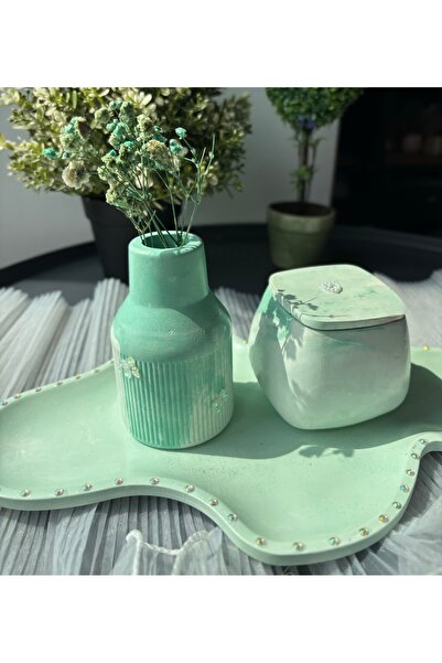 Dabris Decor Set Decor Handmade Tavă "Bloom", mini vază "Halo" și cutie "Luno"