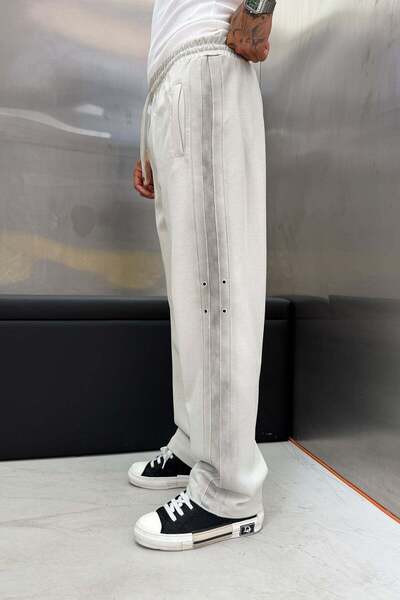 NOMARC Cream Stripe Detailed Baggy Sweatpants