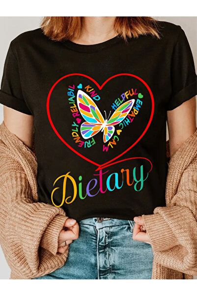 BASEPULSE Women'S White Grey Short Sleeve T-Shirt Colorful Butterfly & Heart ...