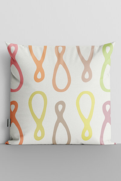 TicaretJet Colorful Shapes Double Sided Digital Printed Pillow Throw Pillow C...