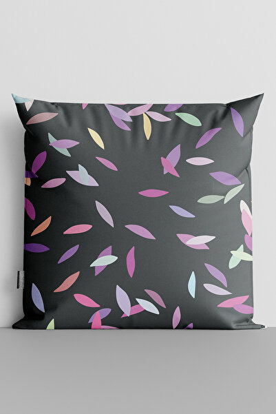 TicaretJet Colorful Leaves Double-Sided Digital Printed Throw Pillow Cover - ...