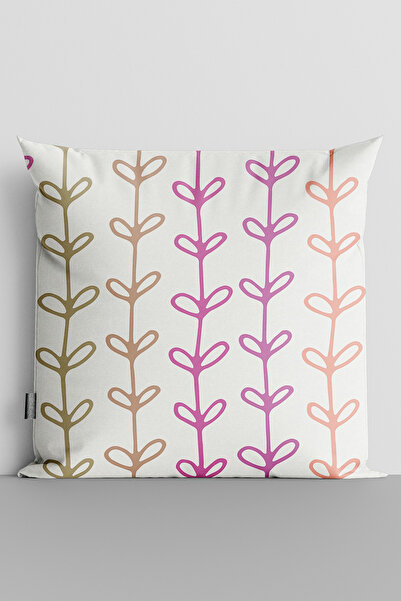 TicaretJet Colorful Leaves Double Sided Digital Printed Throw Pillow Cover