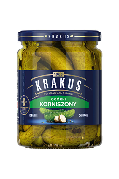 KRAKUS Castraveti 500 g, in saramura, cu mustar, 250 g dupa scurgere