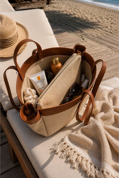 Madamra Tan Women's Straw Beach Bag Large Volume Shoulder Bag for Daily Use