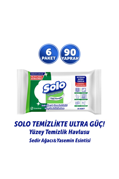 Solo Ultra Güç Sedir Ağacı&Yasemin Esintisi Seyahat Boy Yüzey Temizlik Havlus...