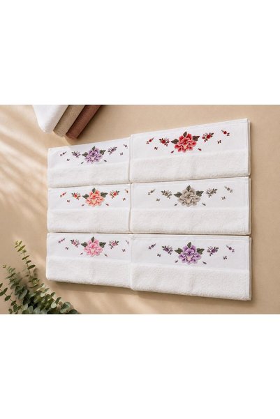 Nurpak Güldeste 6'lı 3D Nakışlı El Yüz Havlu 50x90 cm 149