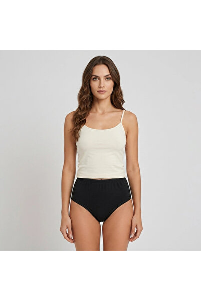 AYS Women's Ribbed Cotton Panties Black 12-Pack