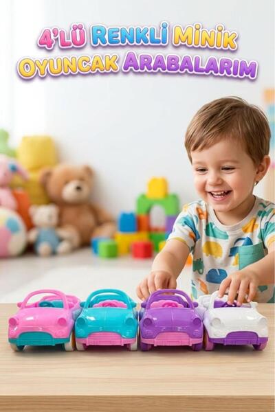 Tıfıl Toys مجموعة من 4 سيارات ألعاب صغيرة ملونة مزدوجة اللون تعمل بالدفع اليد...