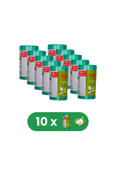 SAFİR Set de 10 role de saci menajeri 35L cu mâner, 50 bucăți/rolă, cu parfum...