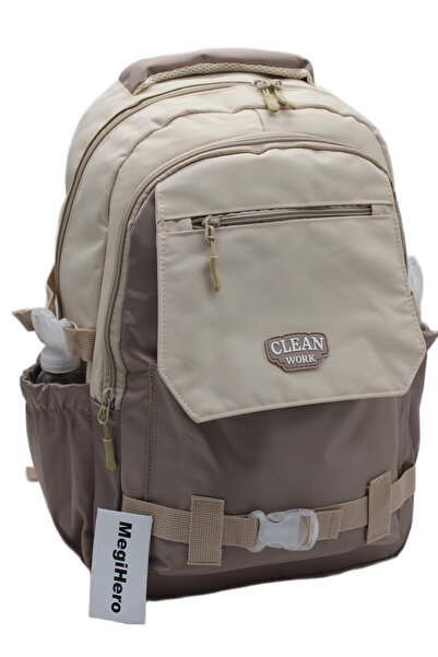 Harmela Multi-Compartment Beige-Mink School Backpack Unisex School Bag 26011