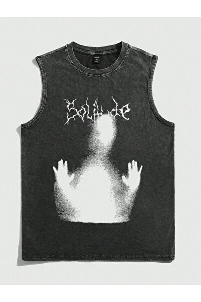 bellanova Street Style Anthracite Washed 100% Cotton Oversize Cut Tank Top