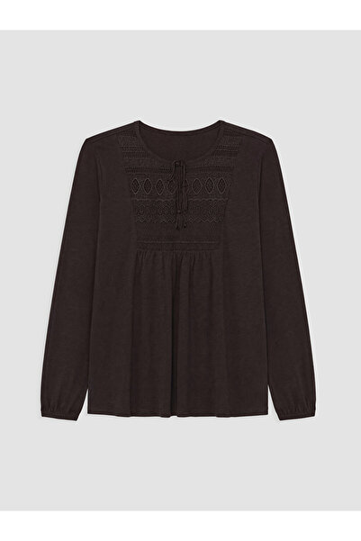 LC Waikiki Lcw Grace Tie Collar Embroidered Blouse