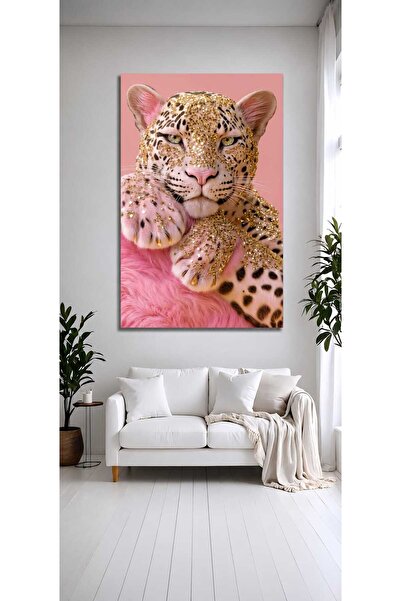 Kanvasum pembe aslan cam tablo