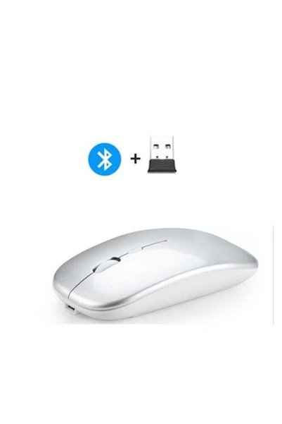 Fat Dolphin Boutique Store ماوس لاسلكي بتقنية البلوتوث، بلوتوث 5.1 + مستقبل لاسلكي USB بتردد 2.4 جيجاهرتز، قابل لإعادة الشحن عبر منفذ Type-C، صامت