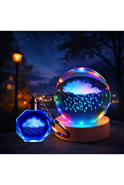 Angel Of Life Color Changing Rain Cloud Design Glass Globe Keychain