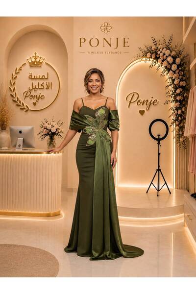 genric High-End Olive Green Evening Gown