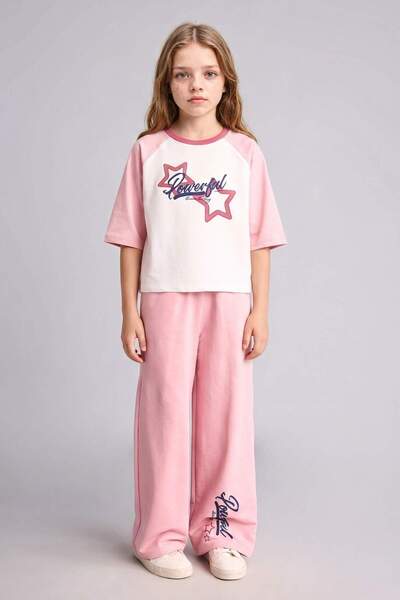DeFacto Printed T-Shirt Sweatpants 2-Piece Set Girls I0594A826Au