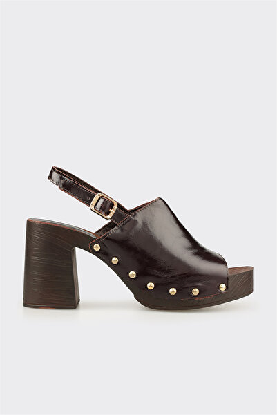 Elle Shoes Kahve Deri Kadın Sandalet