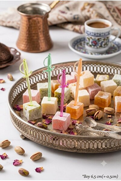 Emtory Home 50 Adet Dekoratif 4 Renkli Plastik Kürdan - Pasta Kokteyl Kürdanı...