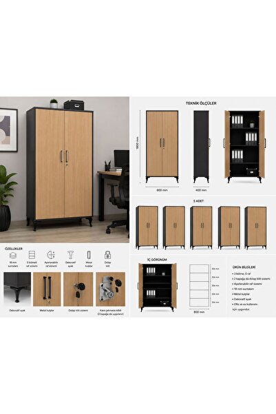 Home İKİ KAPAKLI ÇOK AMAÇLI DOSYA DOLABI 180*80