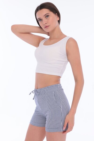 TRENDHİLL Women's Cotton Shorts Marine-8110