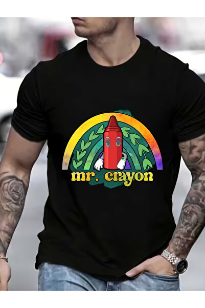 STITCHLY تي شيرت Mr. Crayon Rainbow Graphic - هدية مثالية للحفلات، زي ممتع لل...