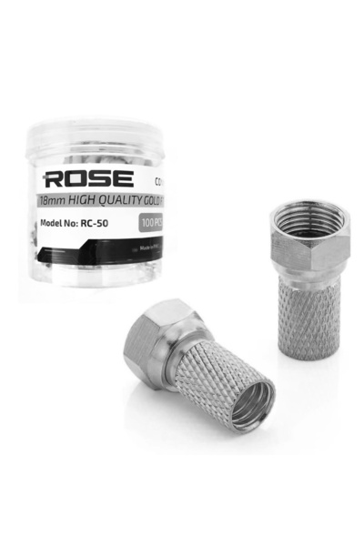 Poke RG6 F Konnektör Gold 22mm 100 Adet Rose RC-50