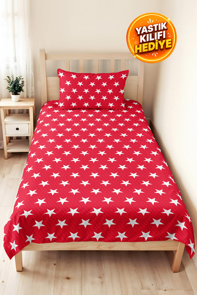 Evimde Bambaşka Star Red Young Room Jednostruki Pique Set - Moderni Beli 160x...