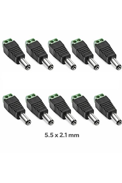 Generic Set de 10 mufe de alimentare tată DC 2.1x5.5mm cu bloc terminal cu șu...
