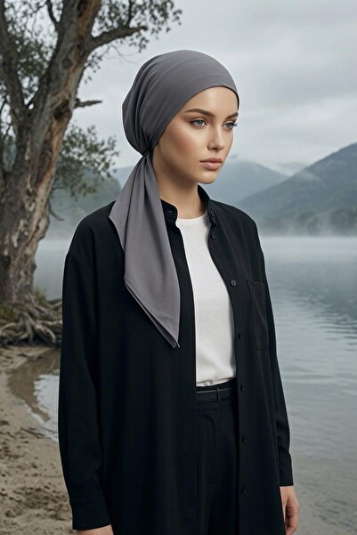 Aisha's Design Tied Crepe Bonnet Turban, B-101, Anthracite