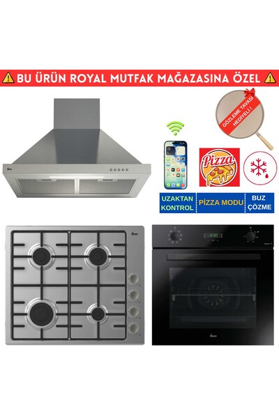 Hoover Valenes Telefon Bağlantılı İnox-Siyah Ankastre Set (HO3158B+ HHW6LMX/T...