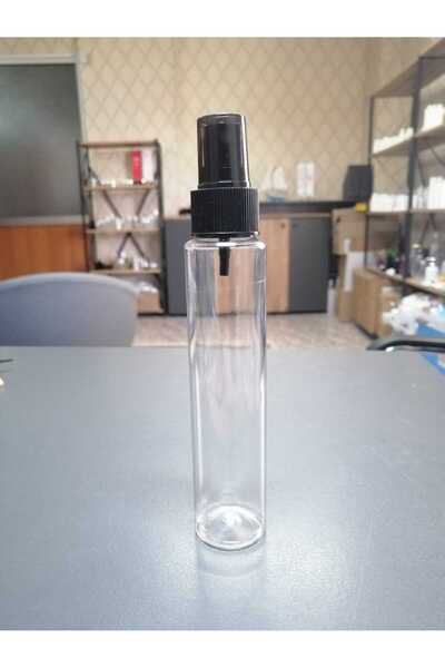 50 ADET , 100 ml uzun model boş şeffaf plastik şişe , siyah spreyli , yeniden doldurulabilir.