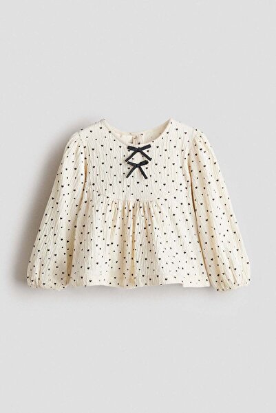 H&M Bow-detail crinkled blouse