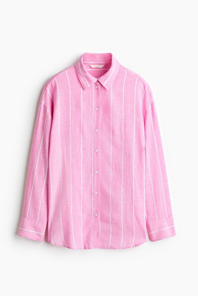 H&M Keten Karışımlı Oversize Gömlek
