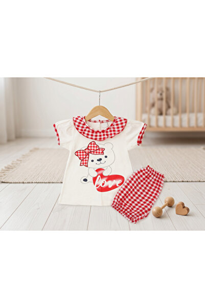 meyastore Girl's Suit with Teddy Bear Print