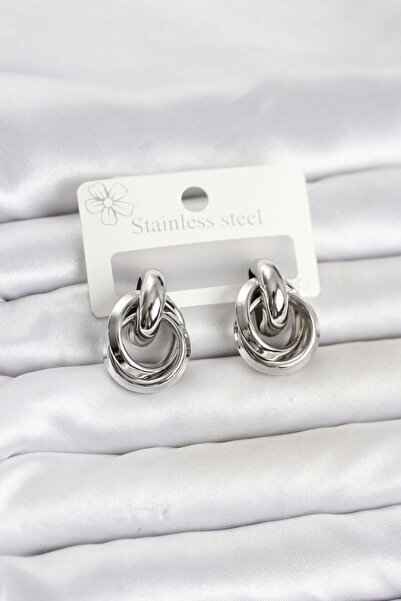 norsary 316L Steel Silver Color Hoop Model Women's Earrings