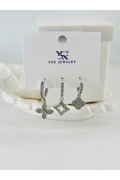 Inure Jewelry Zircon Stone Triple Combination Earrings - Kp00407