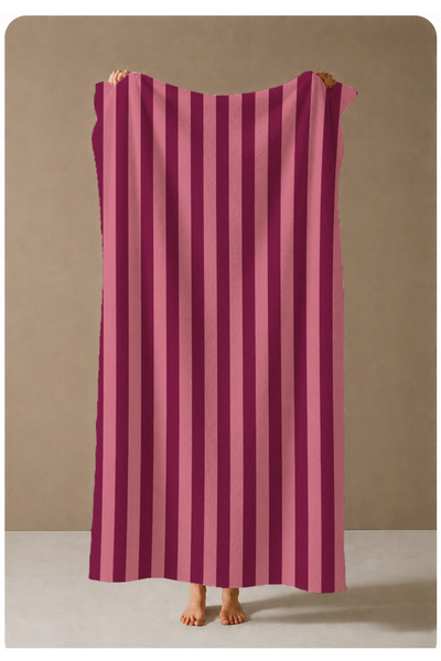 milroma Fuchsia Purple Vertical Stripe Patterned 70X150 Beach Towel