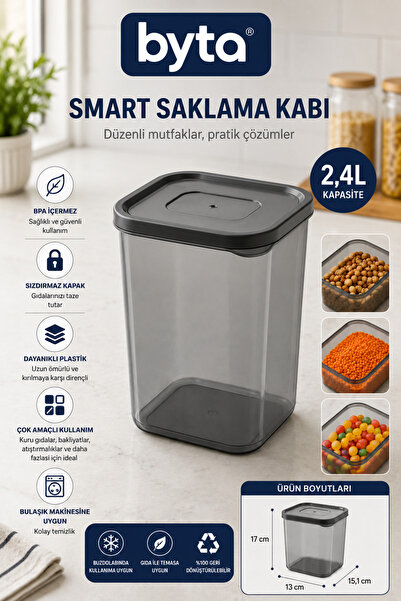 BYTA 2.4 L Plastic Storage Container with Lid Multi-Purpose Food and Ration S...