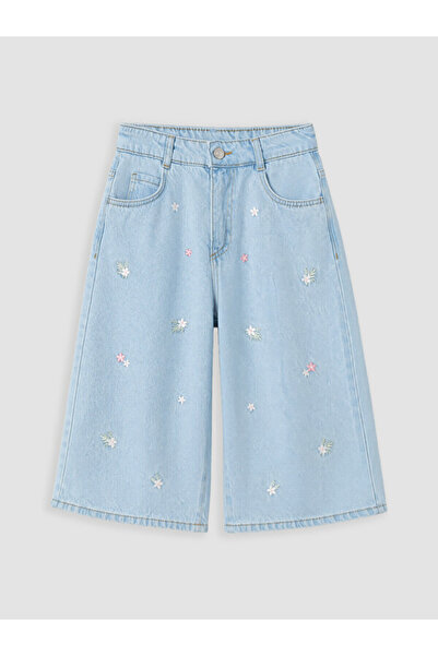 LC Waikiki Rmz Gi̇yi̇m Farkiyla Embroidered Girls' Jean Shorts