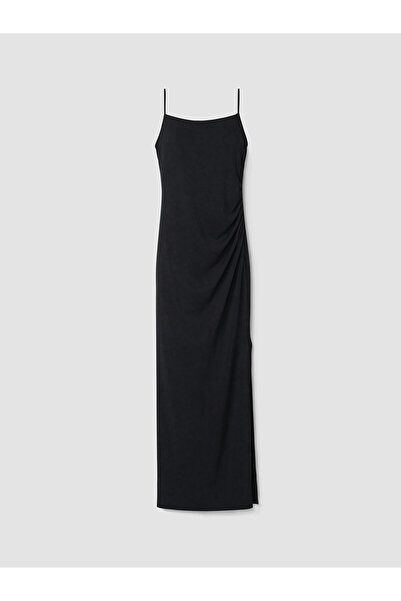 LC Waikiki Peak New Season Square Neck Rope Strap Slit Dress