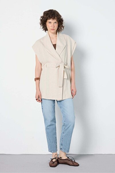 minaaise Natural linen premium long vest