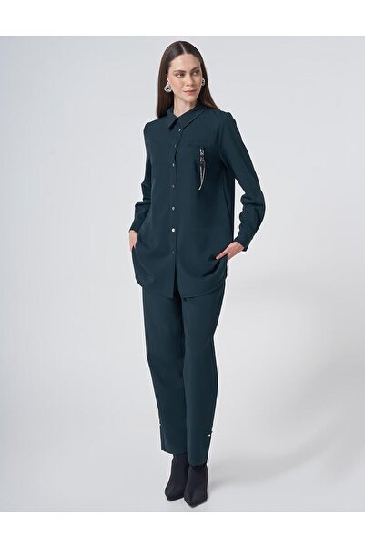 KYR Viscose Double Suit with Metal Accessories Dark Navy Blue