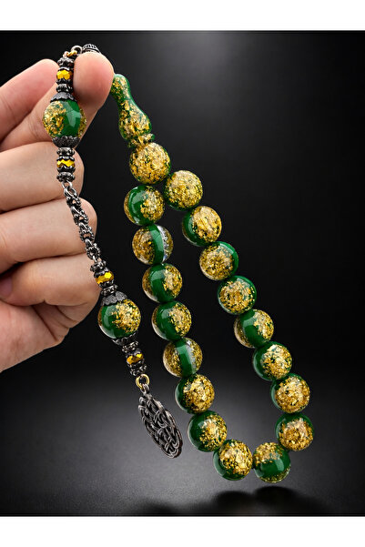 Tesbih Store Gold Leaf Mascot Model Airplane Glass Rosary 14 mm Efe Tesbihi O...