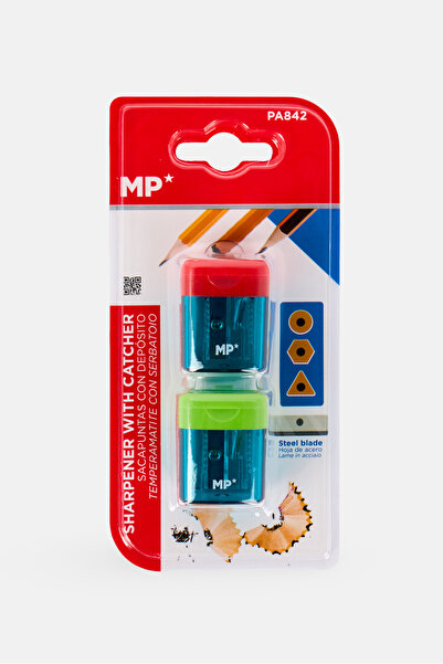 Main Paper 2 Pieces Pencil Sharpener With Lid And Reservoir, Multicolor