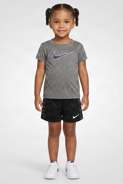 Nike Toddlers Girl 2 Pieces Brand Logo Outdoor T-Shirt With Shorts Set, Multi...
