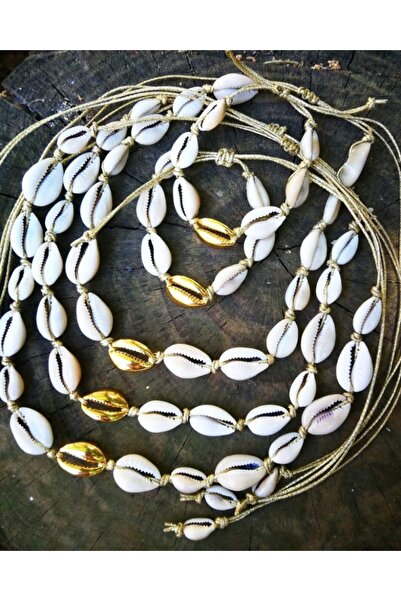 Handmade Κολιέ με κοχύλια Χρυσό+Λευκό