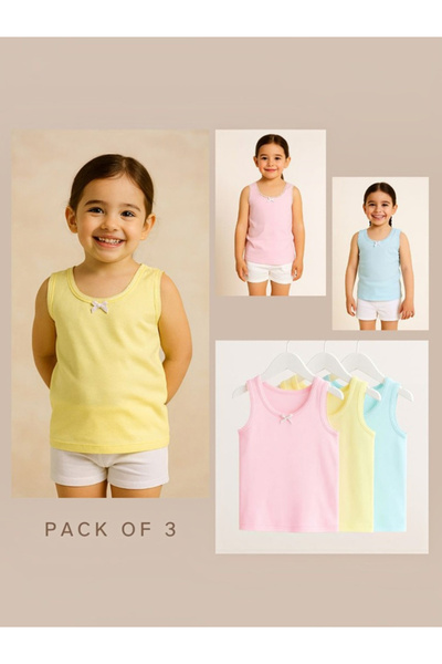 Victor and Jane By Styli Pack of 3 - Girls Cotton Vests
