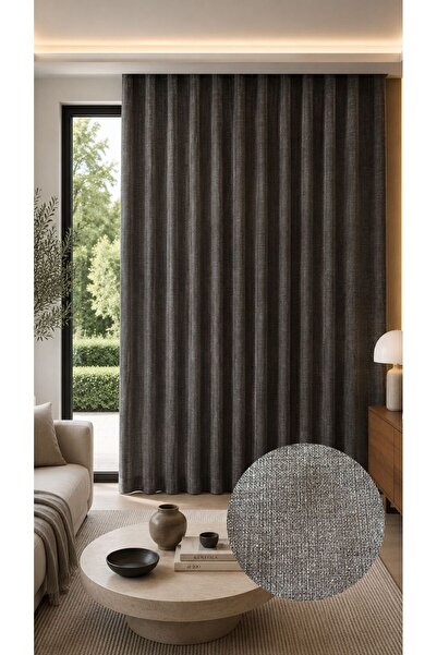 CASA NATURALE Fon Perde Linen Look Anthracite (17) Colored